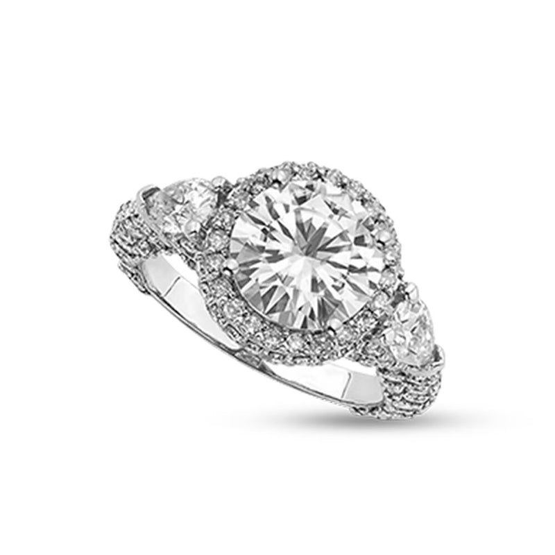 Round & Pear Moissanite Halo Pave Engagement Ring – 5.00tcw - Shryne Diamanti & Co.