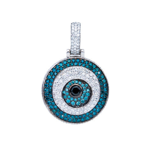 14k White Gold Diamond Evil Eye Pendant - Shryne Diamanti & Co.