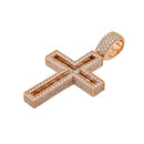 14K Rose Gold Emerald and Round DIAMOND Cross 3.93CT - Shryne Diamanti & Co.