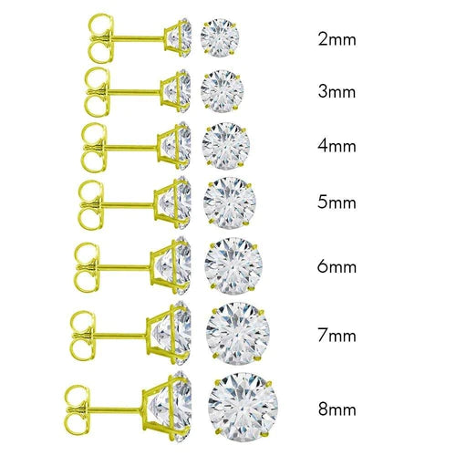 14 Karat Yellow Gold Push Backing Round Stud Earrings - Shryne Diamanti & Co.