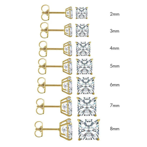 14 Karat Yellow Gold Push Backing Square Stud Earrings - Shryne Diamanti & Co.