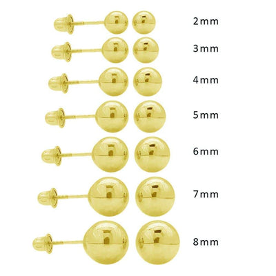 14 Karat Yellow Gold Screw Backing Bead Stud Earrings - Shryne Diamanti & Co.