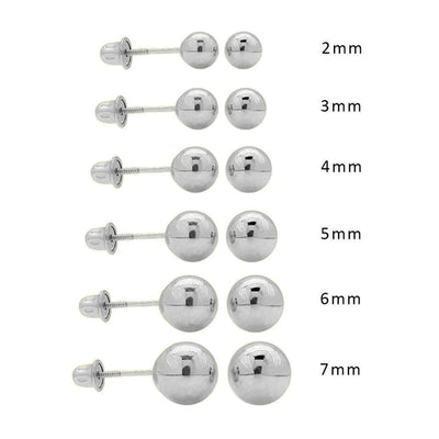 14 Karat White Gold Screw Backing Bead Stud Earrings - Shryne Diamanti & Co.