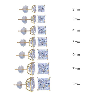 14 Karat Yellow Gold Square Silicone Backing Lab Diamonds Stud Earrings - Shryne Diamanti & Co.