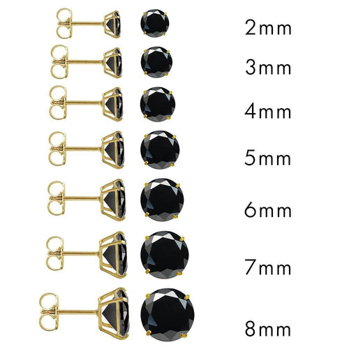 14 Karat Yellow Gold Push Backing Black Lab Diamonds Round Stud Earrings - Shryne Diamanti & Co.