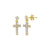 14 Karat Yellow Gold Dangling Cross Lab Diamonds Stud Earrings - Shryne Diamanti & Co.