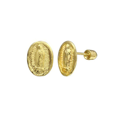 14 Karat Yellow Gold Lady Guadalupe Screw Back Stud Earrings - Shryne Diamanti & Co.