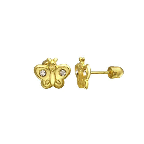 14 Karat Yellow Gold Lab Diamonds Butterfly Screw Back Stud Earrings - Shryne Diamanti & Co.
