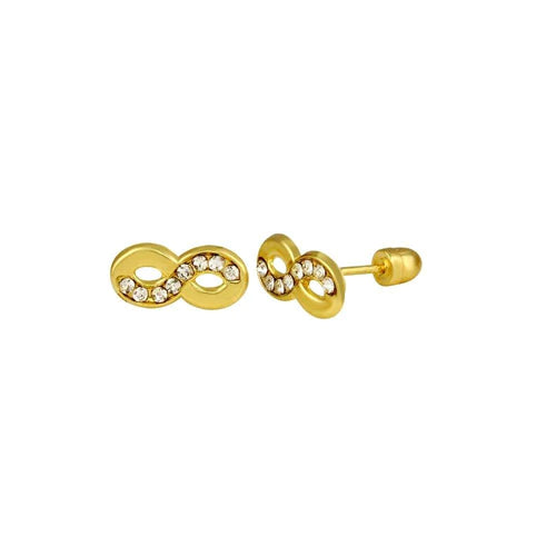 14 Karat Yellow Gold Infinity Lab Diamonds Screw Back Stud Earrings - Shryne Diamanti & Co.