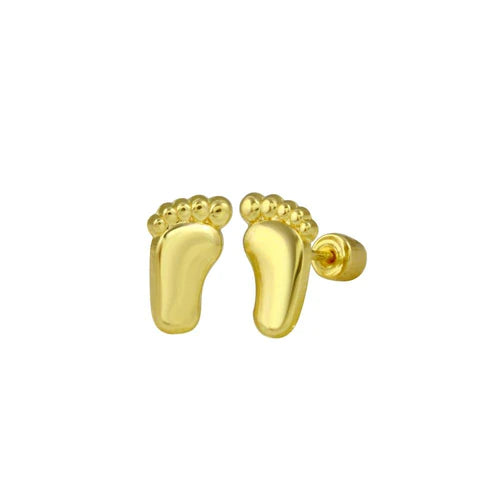 14 Karat Yellow Gold Feet Screw Back Stud Earrings - Shryne Diamanti & Co.