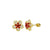 14 Karat Yellow Gold Sunflower Clear and Red Lab Diamonds Screw Back Stud Earrings - Shryne Diamanti & Co.