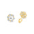 14 Karat Yellow Gold Center Lab Diamonds Flower Center Pearl Screw Back Stud Earrings - Shryne Diamanti & Co.