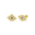 14 Karat Yellow Gold Blue and Clear Lab Diamonds Evil Eye Screw Back Stud Earrings - Shryne Diamanti & Co.