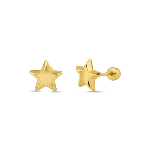 14 Karat Yellow Gold Star Screw Back Stud Earrings - Shryne Diamanti & Co.