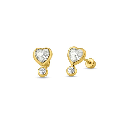 14 Karat Yellow Heart Screw Back Stud Earrings - Shryne Diamanti & Co.