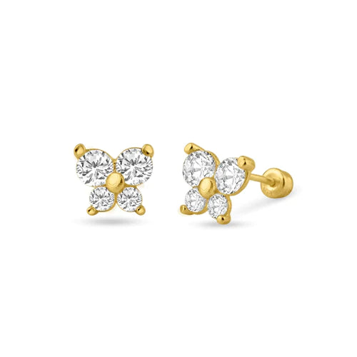 14 Karat Yellow Butterfly Lab Diamonds Screw Back Stud Earrings - Shryne Diamanti & Co.