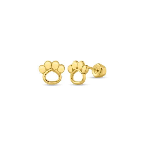 14 Karat Yellow Gold Open Paws Screw Back Stud Earrings - Shryne Diamanti & Co.