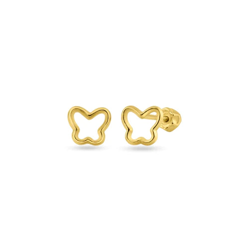 14 Karat Yellow Gold Open Butterfly Screw Back Stud Earrings - Shryne Diamanti & Co.