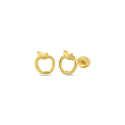 14 Karat Yellow Gold Open Apple Screw Back Stud Earrings - Shryne Diamanti & Co.