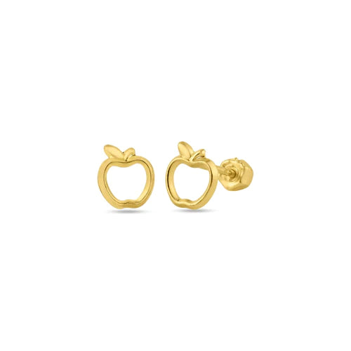 14 Karat Yellow Gold Open Apple Screw Back Stud Earrings - Shryne Diamanti & Co.