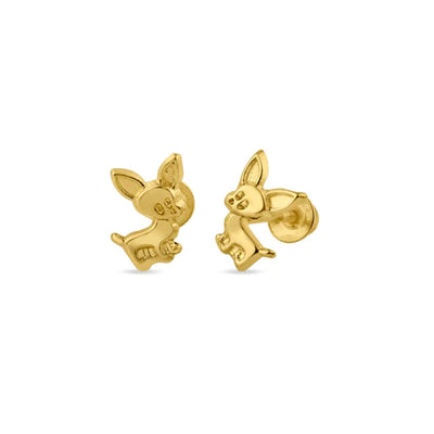 14 Karat Yellow Gold Chihuahua Screw Back Stud Earrings - Shryne Diamanti & Co.