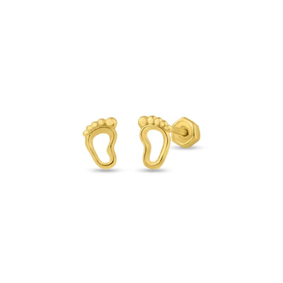 14 Karat Yellow Gold Feet Screw Back Stud Earrings - Shryne Diamanti & Co.