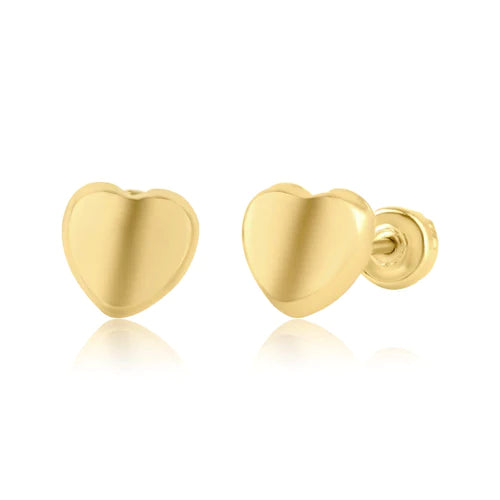 14 Karat Yellow Gold Heart Screw Back Earring - Shryne Diamanti & Co.