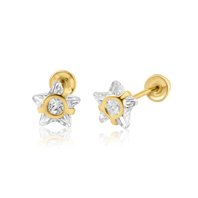 14 Karat Yellow Gold Star Screw Back Earring - Shryne Diamanti & Co.