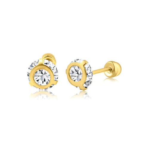 14 Karat Yellow Gold 5mm Bezel Lab Diamonds Screw Back Earrings - Shryne Diamanti & Co.