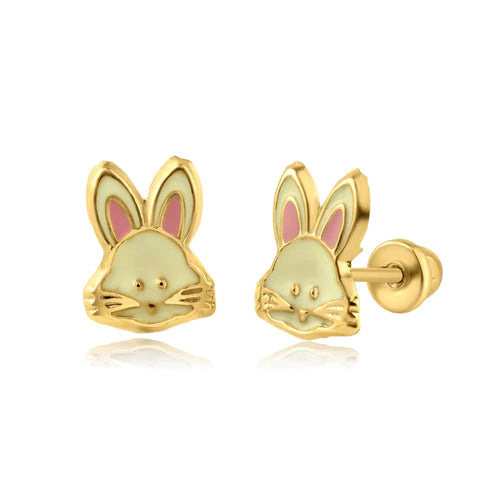 14 Karat Yellow Gold Bunny Screw Back Earring - Shryne Diamanti & Co.