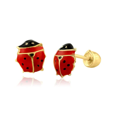 14 Karat Yellow Gold Lady Bug Screw Back Earring - Shryne Diamanti & Co.