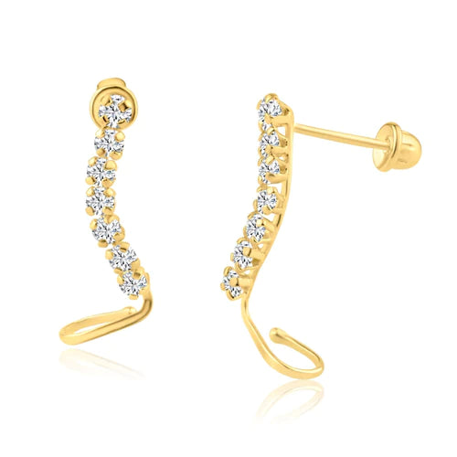 14 Karat Yellow Gold Lab Diamonds Crawler Screw Back Earring - Shryne Diamanti & Co.