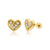 14 Karat Yellow Gold Clear Heart Stud Screw Back Earring - Shryne Diamanti & Co.