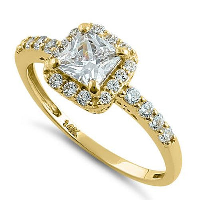 Solid 14K Gold Princess Halo Lab Ring - Shryne Diamanti & Co.