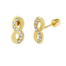 14K Gold Infinity LAB Stud Earrings W. Screw-Back - Shryne Diamanti & Co.