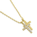 Solid 14K Gold Layered Cross Diamond Necklace - Shryne Diamanti & Co.