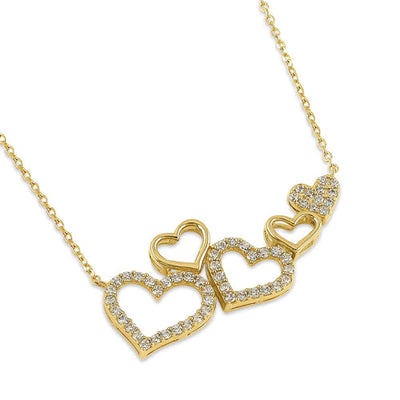 Solid 14K Heart Cluster Lab Diamonds Necklace - Shryne Diamanti & Co.