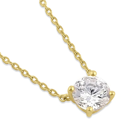 Solid 14K Gold 5.0mm Round Clear Lab Diamonds Necklace - Shryne Diamanti & Co.