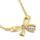 Solid 14K Yellow Gold Bow Lab Diamonds Necklace - Shryne Diamanti & Co.