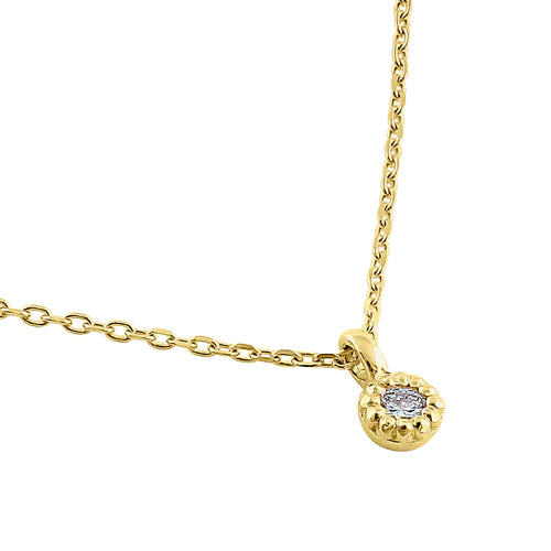 Solid 14K Yellow Gold Small Round Charm Diamond Necklace - Shryne Diamanti & Co.