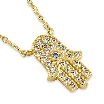 Solid 14K Yellow Gold Hamsa LAB Necklace - Shryne Diamanti & Co.