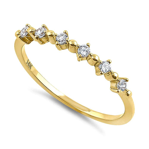 Solid 14K Yellow Gold Classic Row 0.18 ct. Diamond Ring - Shryne Diamanti & Co.