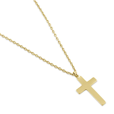 Solid 14K Yellow Gold Cross Necklace - Shryne Diamanti & Co.