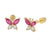 14K Gold Red & White LAB Butterfly Stud Earrings W. Screw Back - Shryne Diamanti & Co.