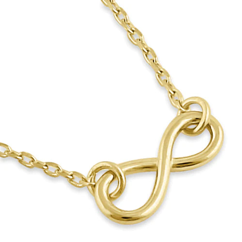 Solid 14K Yellow Gold Trendy Infinity Necklace - Shryne Diamanti & Co.