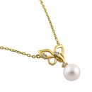 Solid 14K Yellow Gold Butterfly Pearl Diamond Necklace - Shryne Diamanti & Co.