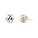 .5 ct Solid 14K Yellow Gold 4mm Round Cut Clear CZ Earrings - Shryne Diamanti & Co.