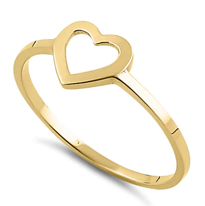 Solid 14K Yellow Gold Heart Outline Ring - Shryne Diamanti & Co.