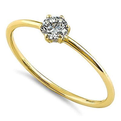 Solid 14K Yellow Gold Solitaire Round Lab Engagement Ring - Shryne Diamanti & Co.