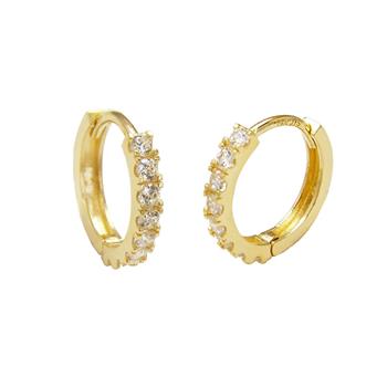 14K Yellow Gold LAB Huggie Hoop Earrings - Shryne Diamanti & Co.